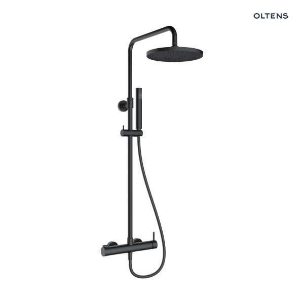Oltens Molle zestaw prysznicowy ścienny z deszczownicą czarny mat 36504300