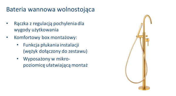 ARMATURA KRAKÓW KFA Bateria wannowa wolnostojąca MOZA GOLD ZŁOTA SZCZOTKOWANA 5035-510-31 NOWOŚĆ!!!