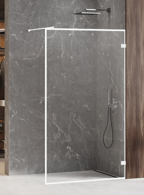 NEW TRENDY Kabina prysznicowa walk in Avexa White 110x200, jednoelementowa. Ze wzorem ramki. Grubość szkła 6mm  EXK-2996