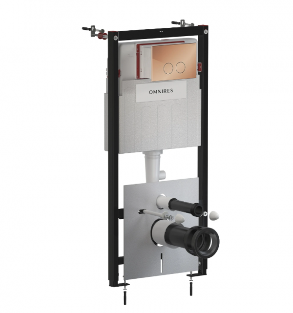 OMNIRES STRONGFRAME stelaż podtynkowy do miski toaletowej + MINIMAL przycisk spłukujący FLUSH SET miedź połysk STFWC1M-RCP