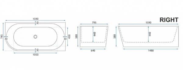 REA - Wanna Akrylowa Narożna SYDNEY BELLANTO 160cm  PRAWA