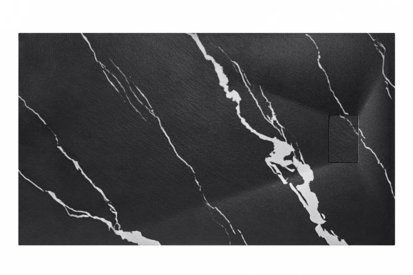 BESCO Brodzik prostokątny 130x90 Vexo Marble Black 130 VMB-130-90-P