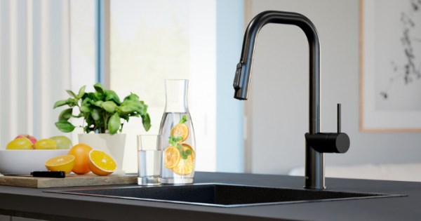 ARMATURA KRAKÓW KFA DUERO PURE STYLE BLACK bateria kuchenna z filtracją wody oraz wyciąganą wylewką 6623-312-81