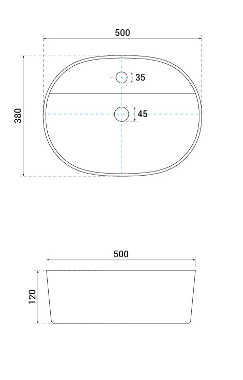 BESCO Umywalka nablatowa Anes Cera-Line 50 UNC-50-ANB
