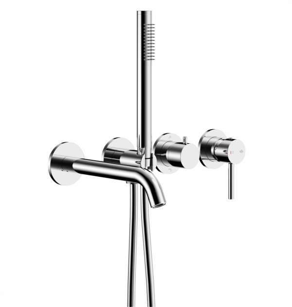 ARMATURA KRAKÓW KFA MOZA CHROM zestaw wannowy podtynkowy z baterią 3-otworową 2-funkcyjną 5039-411-00