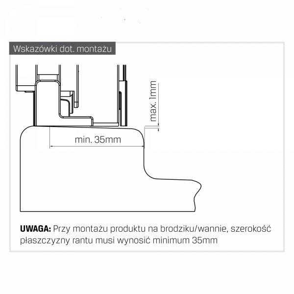 NEW TRENDY Kabina prysznicowa SMART LIGHT GOLD 1D prostokątna U 110x80x200 szkło czyste 8mm Active Shield 2.0 - UCHWYT RELING EXK-6697