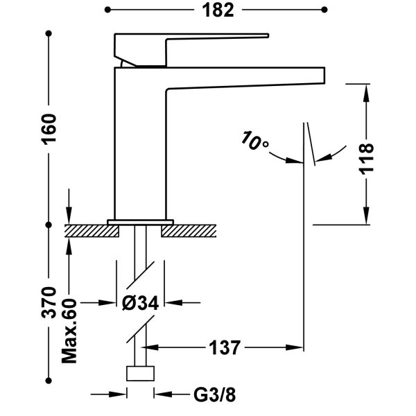 TRES SLIM Bateria jednouchwytowa umywalkowa- czarny brąz 20210301KMB
