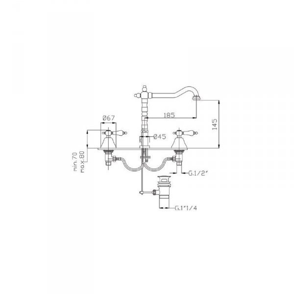 FROMAC - bateria umywalkowa 3-otworowa ETROS 2136 chrom