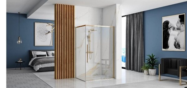 REA Kabina kwadratowa narożna SOLAR GOLD 90x90 Drzwi przesuwne