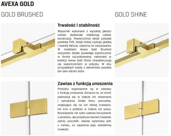 NEW TRENDY Kabina przyścienna AVEXA GOLD SHINE 100x100x200 EXK-2139/EXK-2109 POLSKA PRODUKCJA