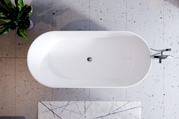 BESCO Wanna wolnostojąca Lova 160x74 + klik-klak chrom czyszczony od góry #WWM-160-LKC
