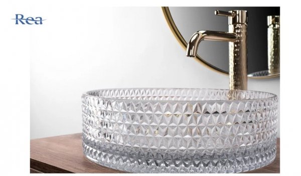 REA - Umywalka nablatowa CRISTAL Transparent