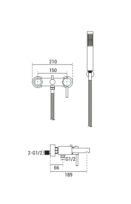 BESCO Bateria wannowa ścienna Zea czarny mat BW-ZS-CZ