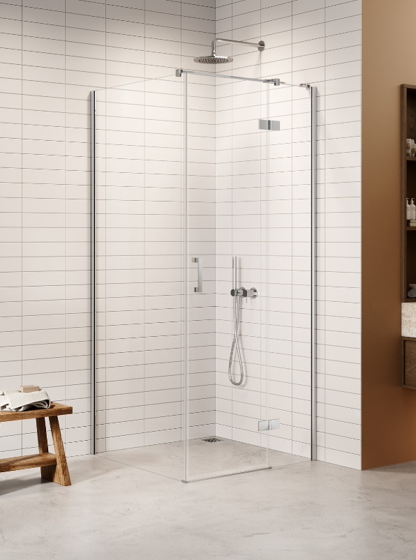 NEW TRENDY Kabina NESTA chrom 1D prostokątna L 80x100x200 czyste 6mm Active Shield 2.0 K-3599