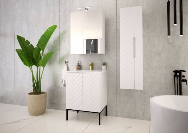 MEGSTYL ASPEN-09 - Szafka Pod Umywalkę 2D 60cm biały mat czarny stelaż ASPEN-0000-0005951