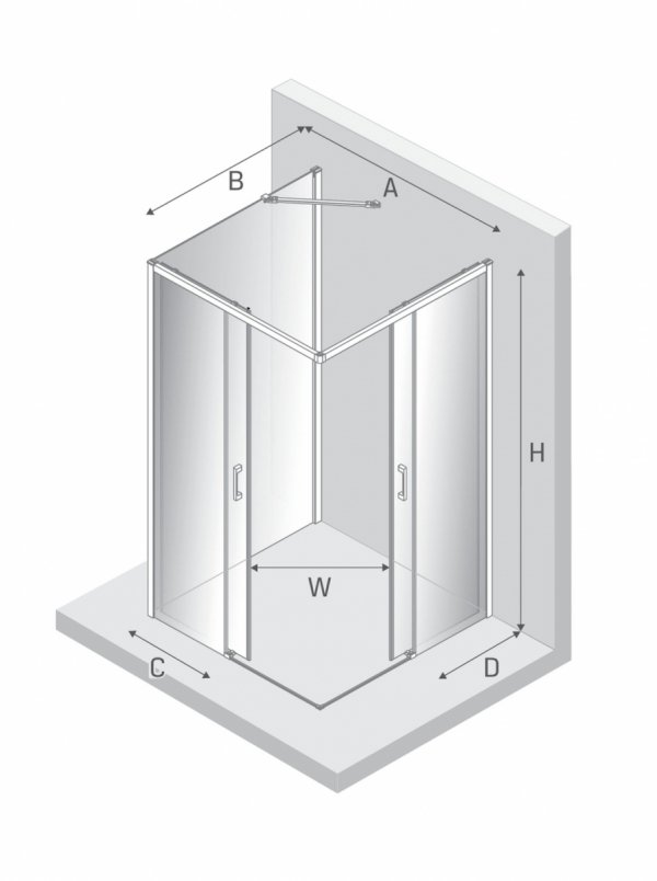 NEW TRENDY Kabina prysznicowa PRIME COPPER BRUSHED 2D kwadratowa przyścienna U 90x90x200 szkło czyste 6mm Active Shield 2.0 K-4148
