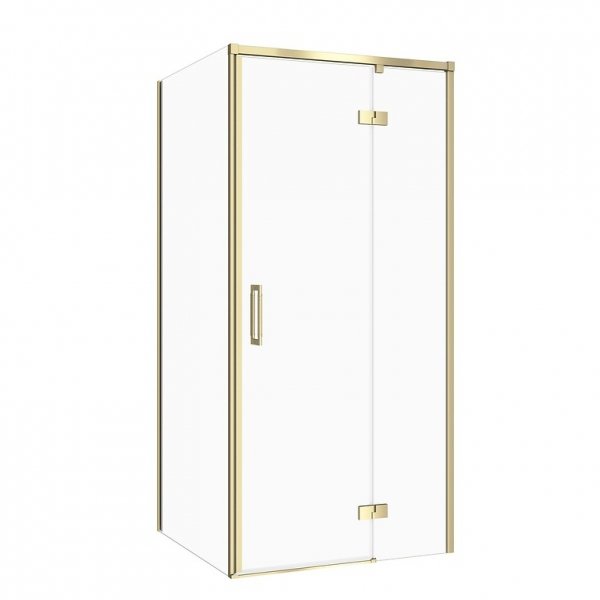 CERSANIT SET C264: KABINA KWADRATOWA LARGA BY CERSANIT 80x80X195 PRAWA ZŁOTY MAT SZKŁO TRANSPARENTNE S601-487