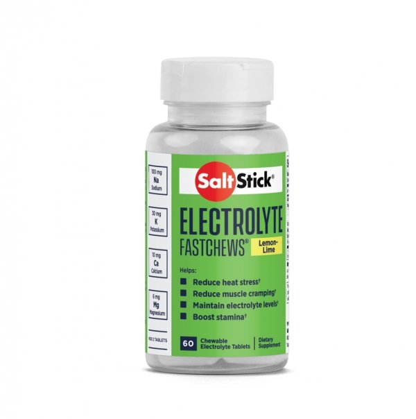  SaltStick Electrylote FastChews Lemon Lime pastylki do ssania z elektrolitami o smaku cytrynowo-limonkowym butelka 60 szt.