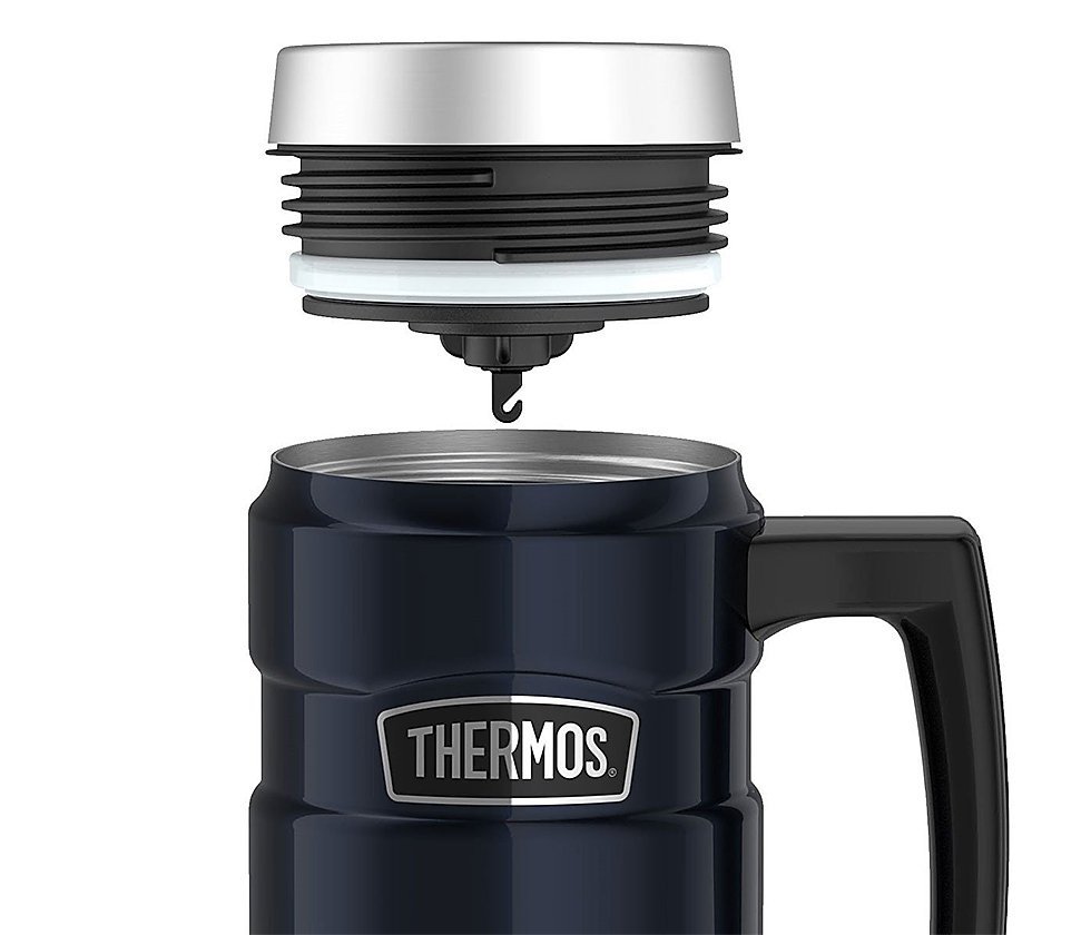 Kubek termiczny Thermos Travel King 470 ml z rączką granatowy
