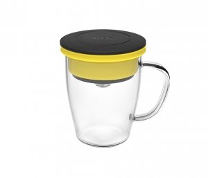 Kubek z zaparzaczem do kawy 350 ml PAO Duo Dripper (czarno-żółty)