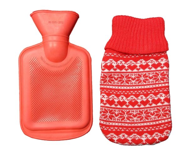 Termofor w sweterku świątecznym, ogrzewacz na wodę FOKIE czerwony