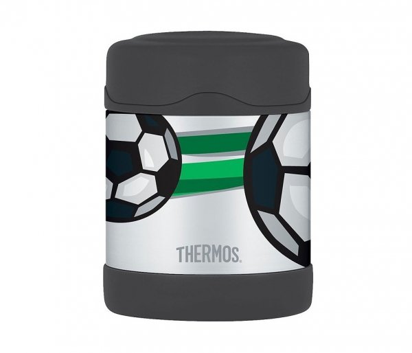 Thermos FUNtainer 290 ml (stalowy/czarny) motyw piłka