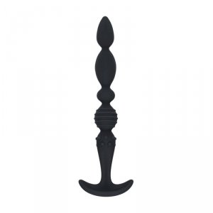 Multi Textured Silicone Flared Anal Probe - Black