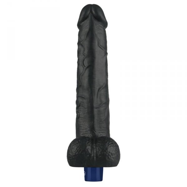 10.5" REAL SOFTEE Rechargeable TPE Vibrating Dildo(Black)