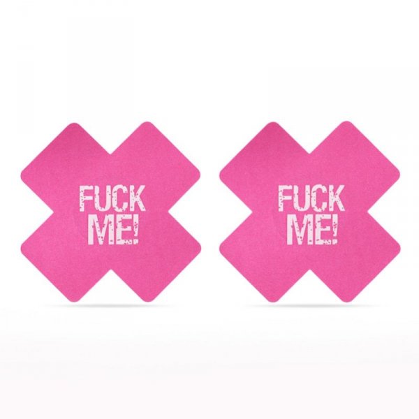 FUCK ME Cross Pattern Nipple Pasties (2 Pack)