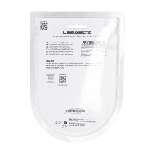 Full Double Ripple Silicone Prostate Massager - Black