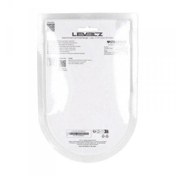 Rippled with Hard Loop Silicone Prostate Massager - L - Black