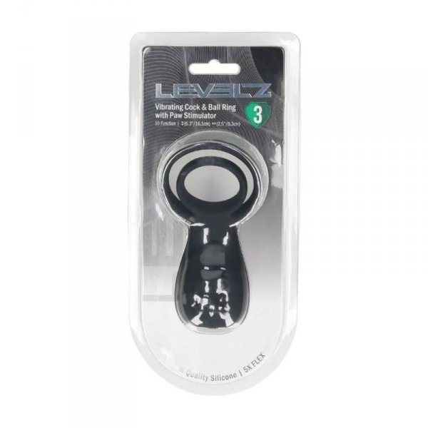 Vibrating Cock and Ball Ring with Paw Stimulator - Black