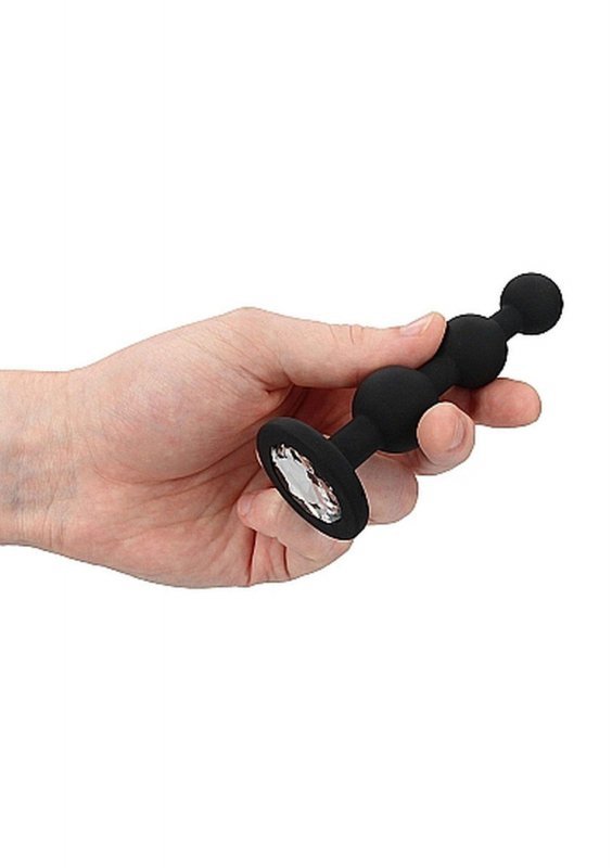 Silicone Beaded Diamond Butt Plug - Black