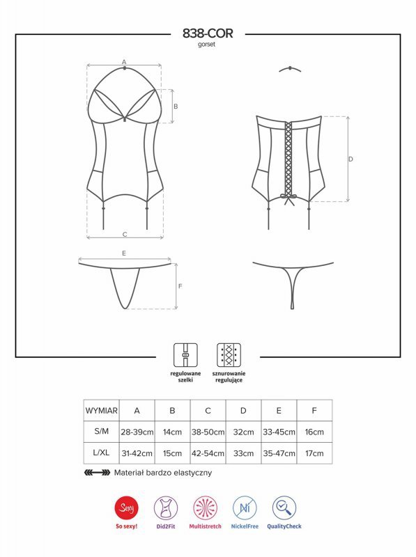 Bielizna-838-COR-3 gorset i stringi L/XL