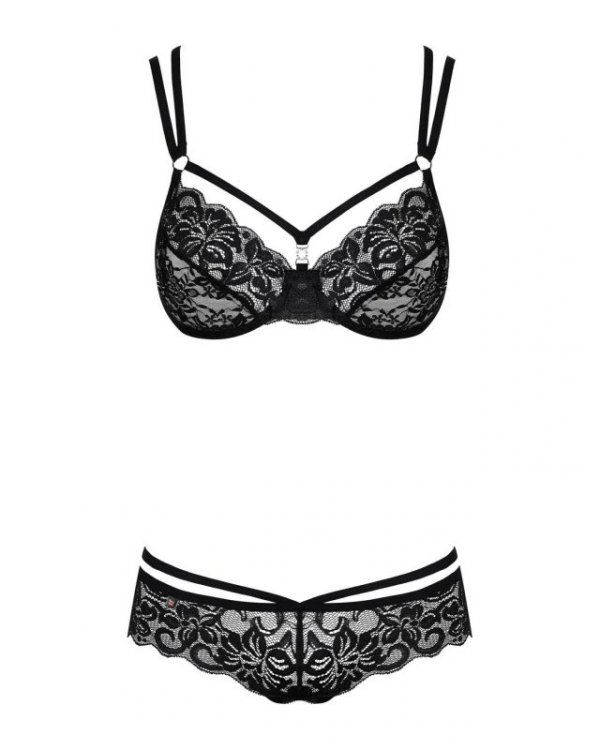 Bielizna-860-SET-1 komplet 2-częściowy czarny  S/M