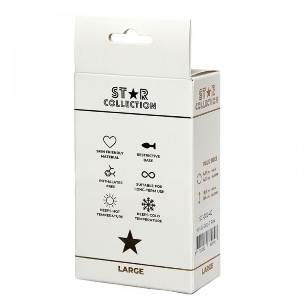 Star Collection - Pink Silicone Anal Plug L - Light Pink Stone