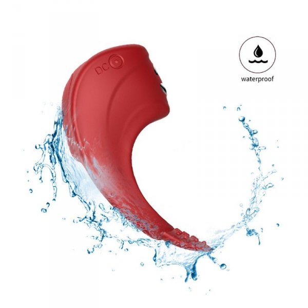 Wibrator-Silicone Ring Red USB 7 Function + Electro stim / remote control