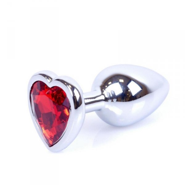 MyLove Toys - Jewellery Silver  Heart PLUG- Red