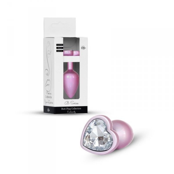 Plug-Jewellery Pearl Pink Heart PLUG- Clear L