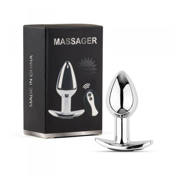 Metal Butt Plug M Vibrator USB - Remote Control