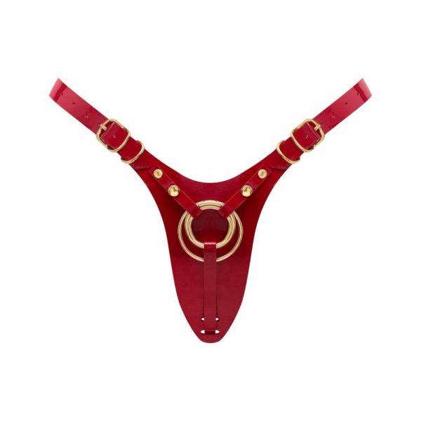 LEATHERETTE HARNESS FABULOUS - ONE SIZE - RED GLOSSY