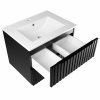 Zestaw szafka z umywalką Astor AMY czarny 60 cm ryflowany uchwyty czarne
