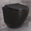 Stelaż WC + Przycisk M575+ Miska WC wisząca bez kołnierza DELOS BLACK + deska duroplast wolnoopadająca SLIM