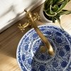 Umywalka ceramiczna, nablatowa ze wzorem REA BELLA orientalna, niebieska