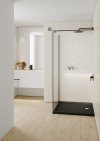 Brodzik kwadratowy posadzkowy Schedline Sharper czarny kamień 80x80
