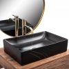 Umywalka ceramiczna nablatowa Inga Black Marble Mat