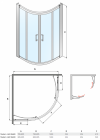 Kabina prysznicowa półokrągła Modern 165 niska 80x80 cm transparentna