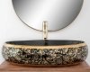 Umywalka ceramiczna nablatowa REA MERYL BLACK / GOLD czarna złoty wzór