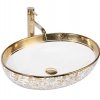 Umywalka ceramiczna nablatowa REA MARGOT WHITE GOLD biała złota ozdobna