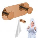 WIESZAK na ręczniki PODWÓJNY haczyk ścienny samoprzylepny różowe złoto